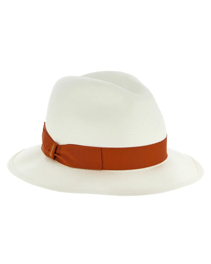 Borsalino Women Bordeaux Hemp Fedora Accessory White