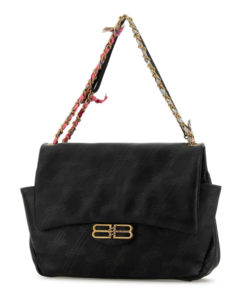 Balenciaga Women's Chain Shoulder Bag Black Calf Black