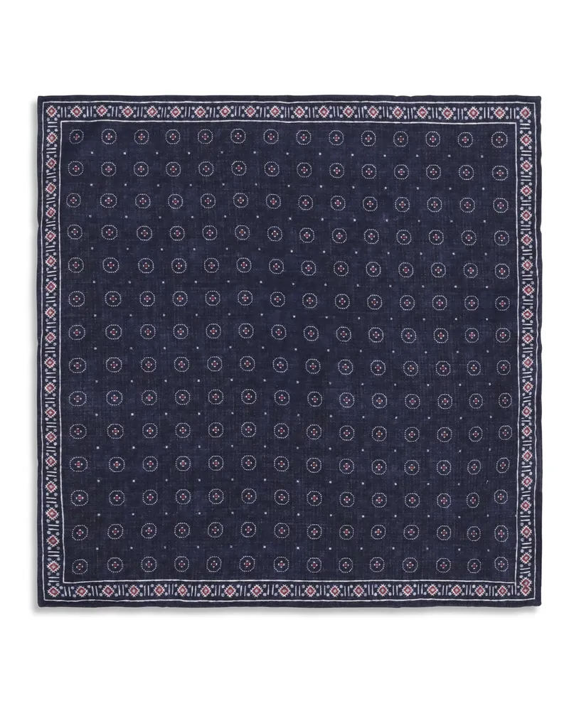 Brunello Cucinelli Men's Pocket Square Silk Navy-Cherry Handbags Navy/cherry Hand Bags Navy