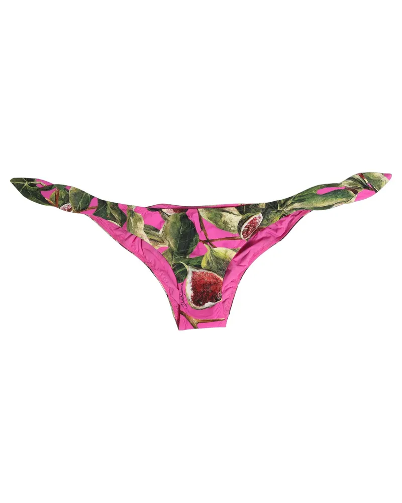 Dolce & Gabbana Women's Fuchsia Pink Fig Print Beachwear Bikini Bottom Nylon Elastane Clothing Pink