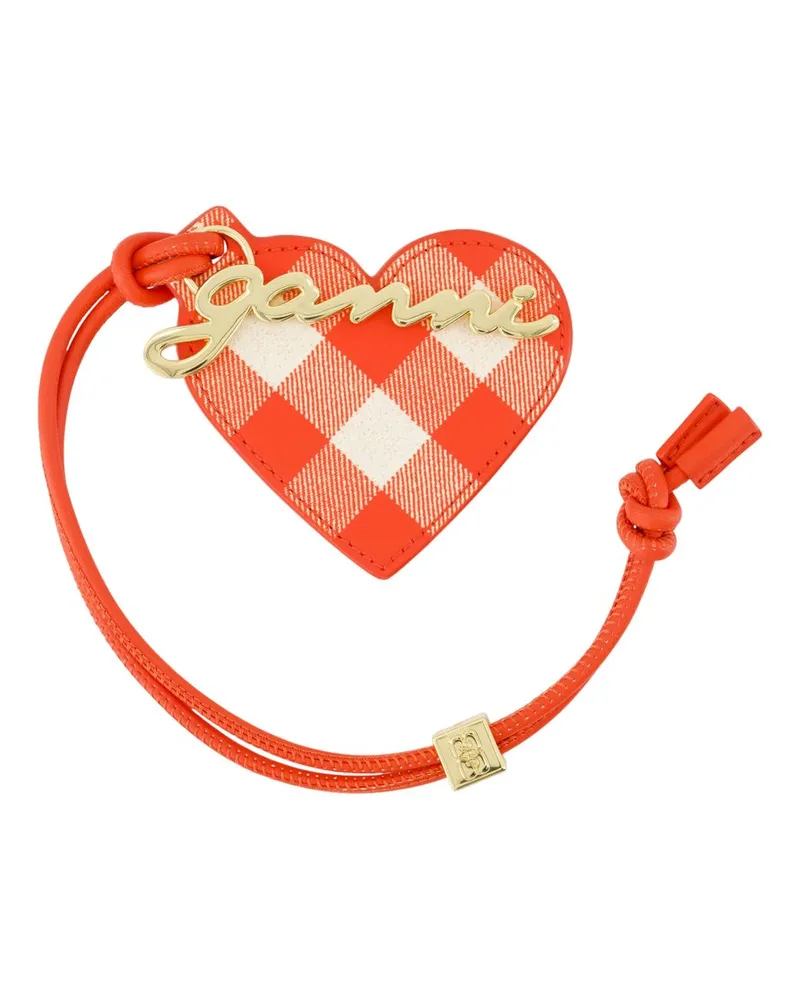 Ganni Women's Bou Heart Keyring Leather Red Calfskin Accessories Keychains Red