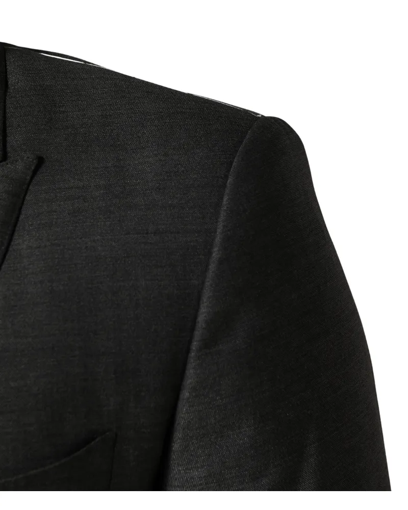 Dolce & Gabbana Men Dark Gray Wool Slim Fit Coat Jacket Blazer Virgin Silk Clothing Gray