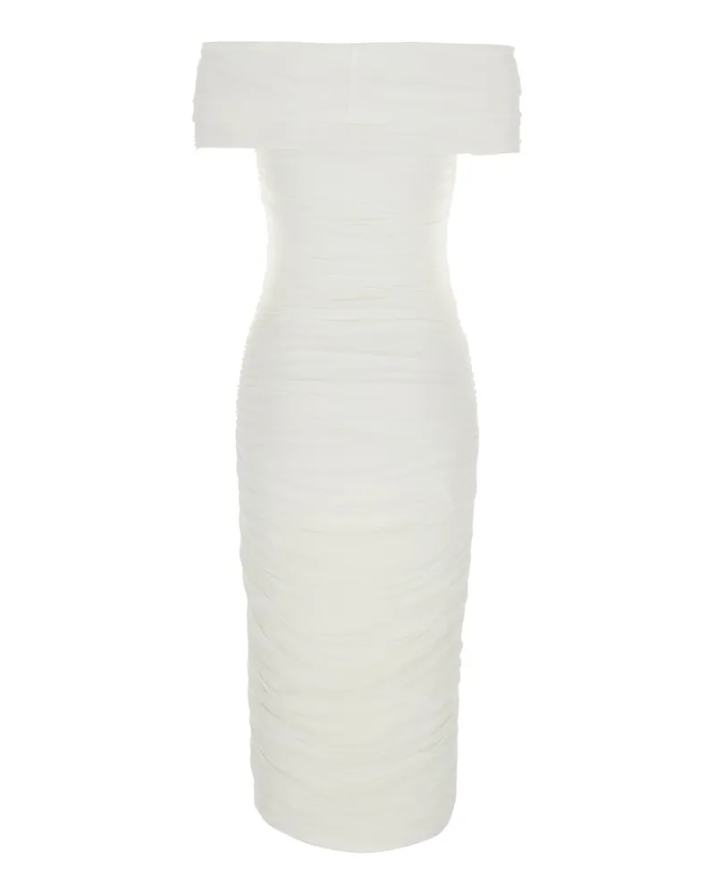Norma Kamali Women's White Dress With Square Neck And Ruching Polyester 