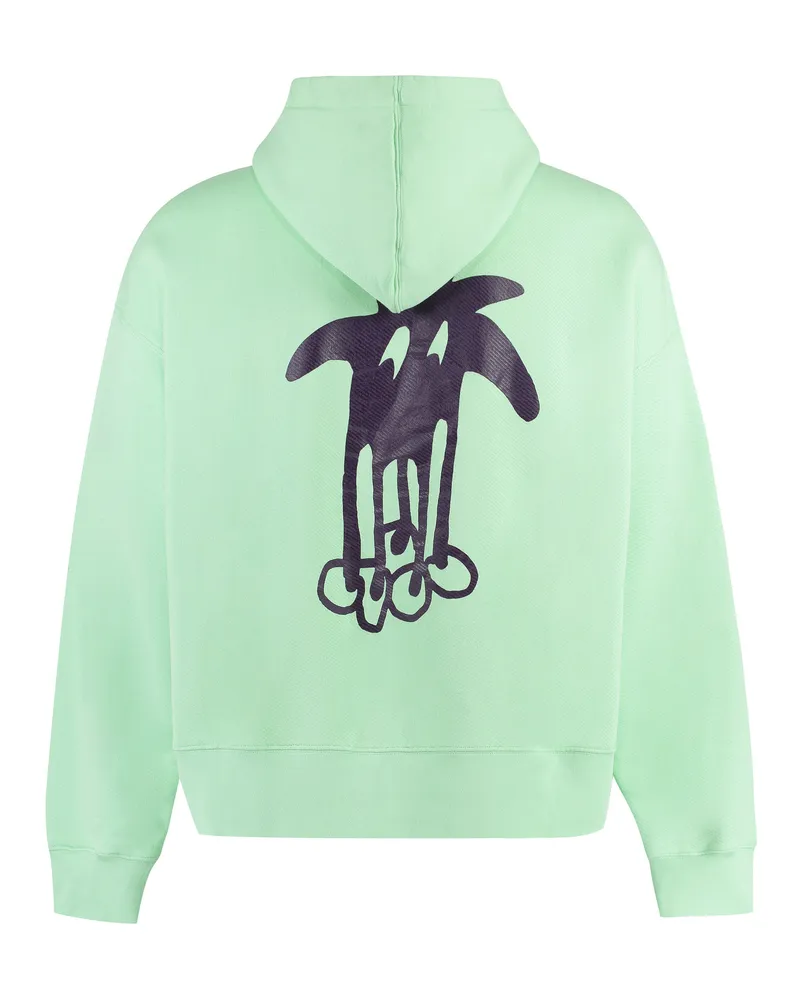 Palm Angels Men's Cotton Hoodie With Maxi Print Green Jumpers Sweater Green
