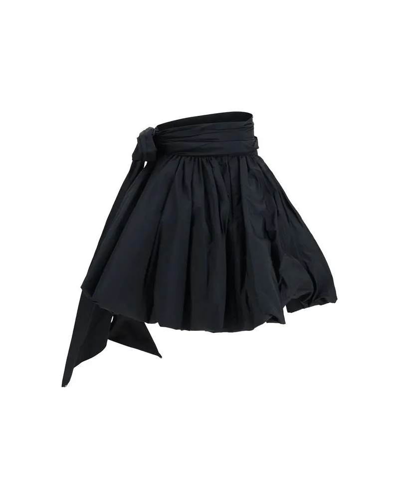 Blumarine Taffeta with Three-Dimensional Roses Skirt — Black Black
