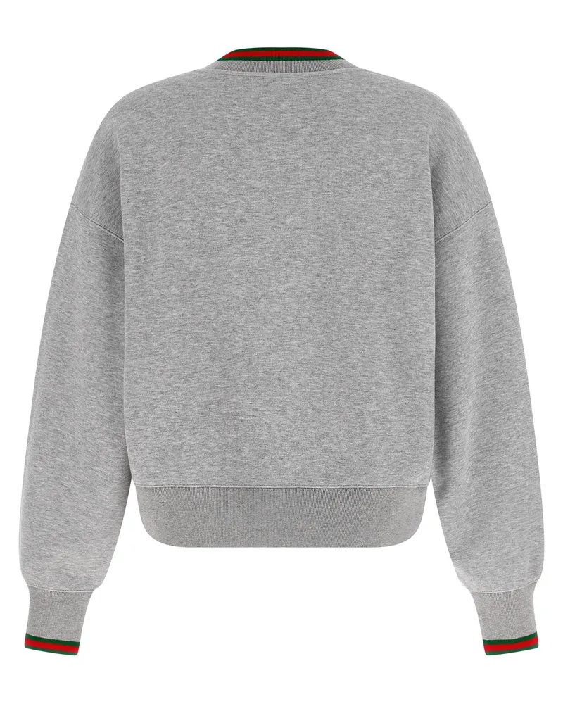 Gucci Web-Striped V-Neck Sweatshirt — Gray Gray