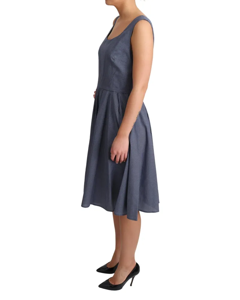 Dolce & Gabbana Women's Blue Polka Cotton A-Line Stretch Dress Blue