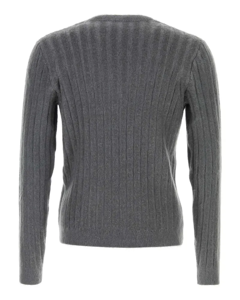 Fendi Men's Dark Grey Stretch Mohair Blend Sweater Smoke Maglieria Gray