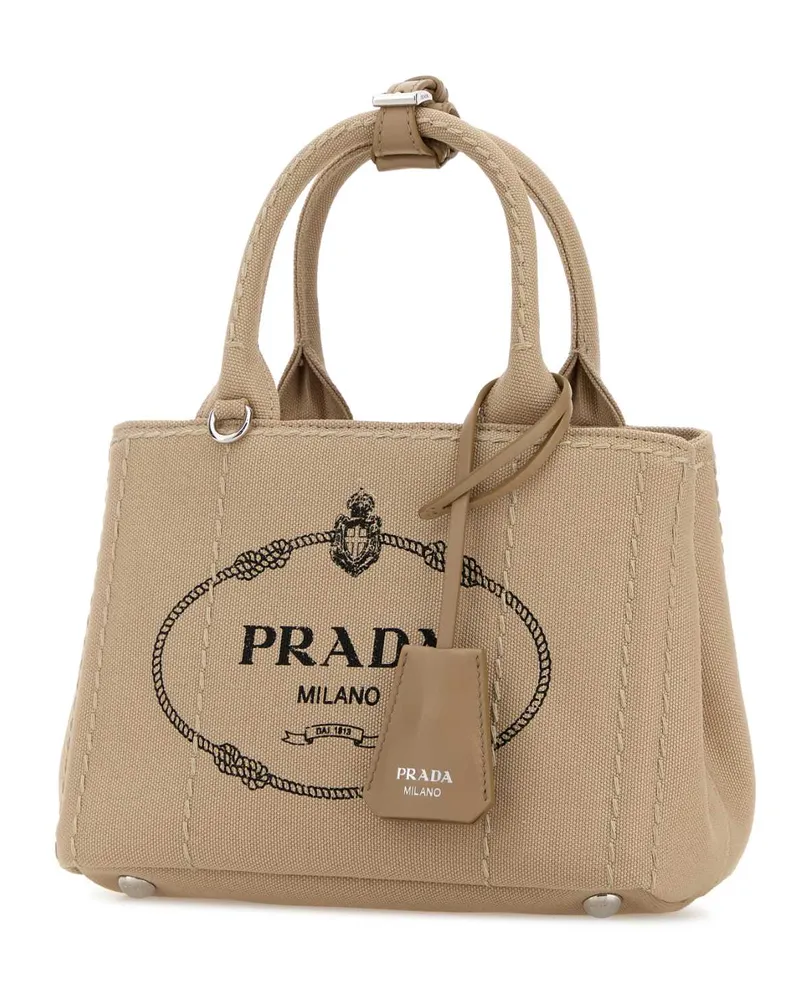 Prada Women's Beige Canvas Mini  Jardiniã¨re Handbag Corda Borse A Mano Bag Beige
