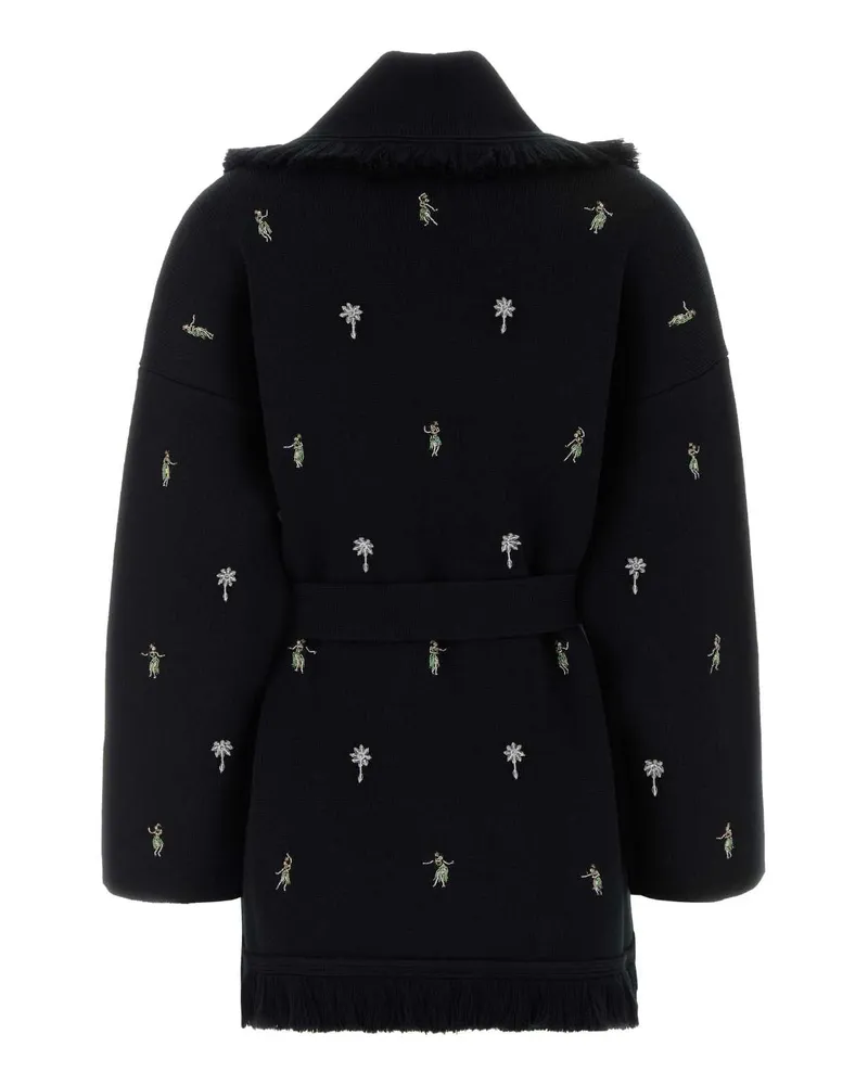 Alanui Women Black Wool Dance With Me Cardigan Blackmulticolor Exterior: Virgin Maglie Sweater Black