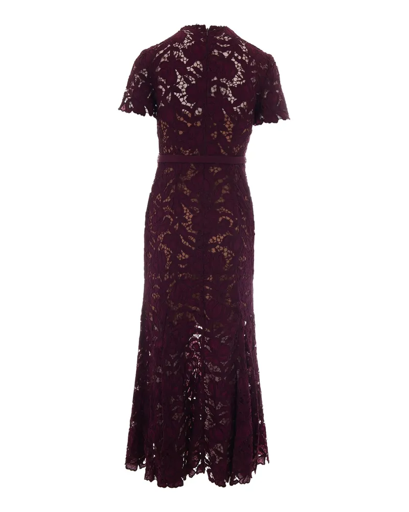 Self-Portrait Lace Dress — Burgundy Burgundy