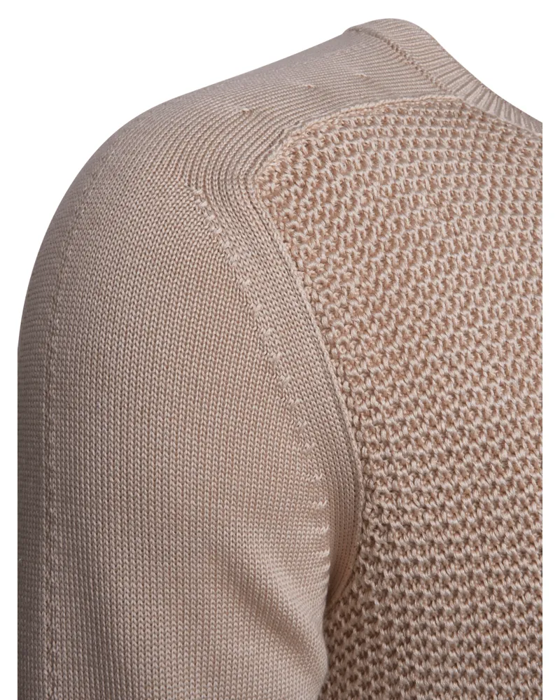 Ermenegildo Zegna Honeycomb-Knit Cotton-Silk Blend Sweater — Beige Beige
