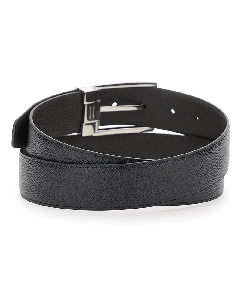 Ferragamo Reversible Gancini Buckle Belt — Black Black