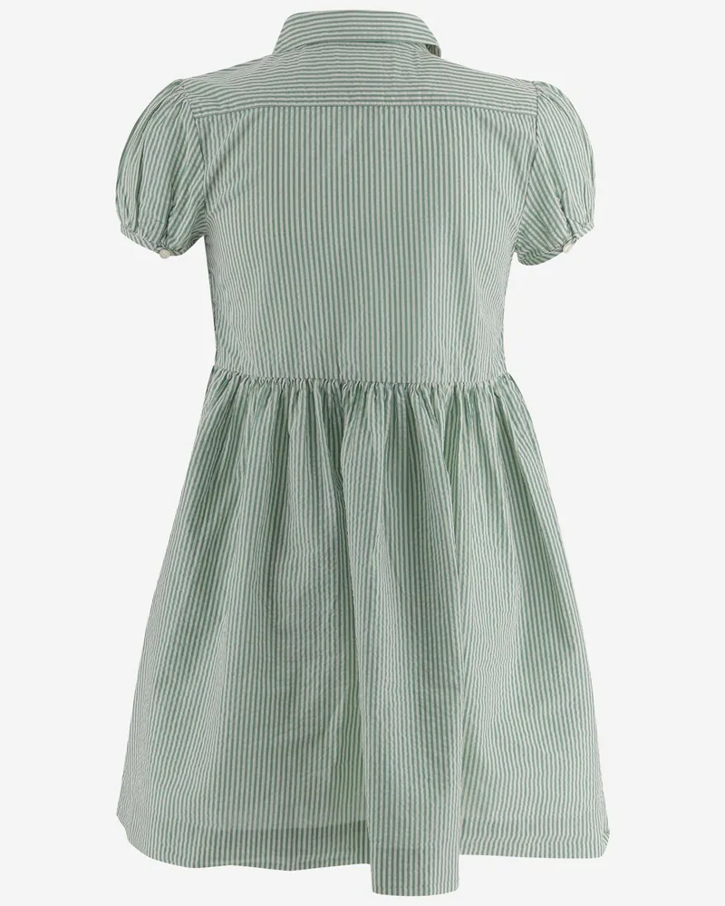 Ralph Lauren Girls' Cotton Dress Smocked Body Green Green