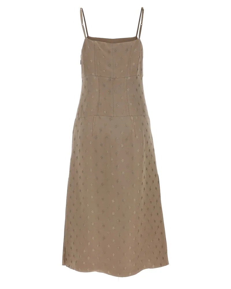 Fendi Women's Gray Silk Midi Dress Gray