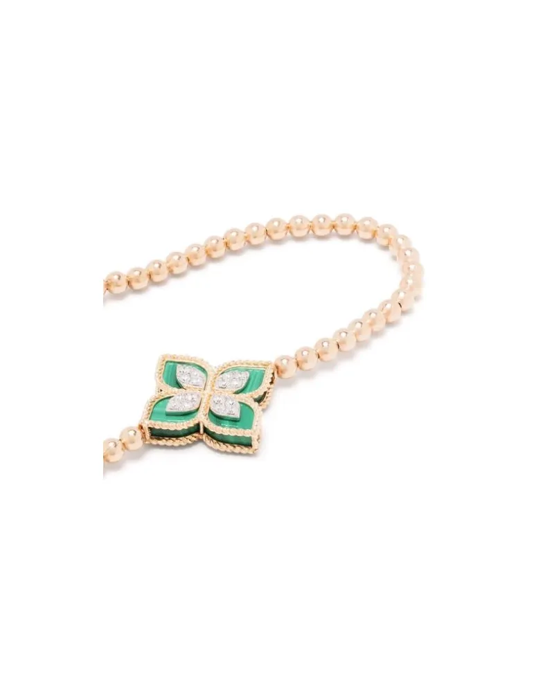 Roberto Coin Women's 18kt Rose Gold Princess Flower Malachite Diamond Bracelet Continuty Green