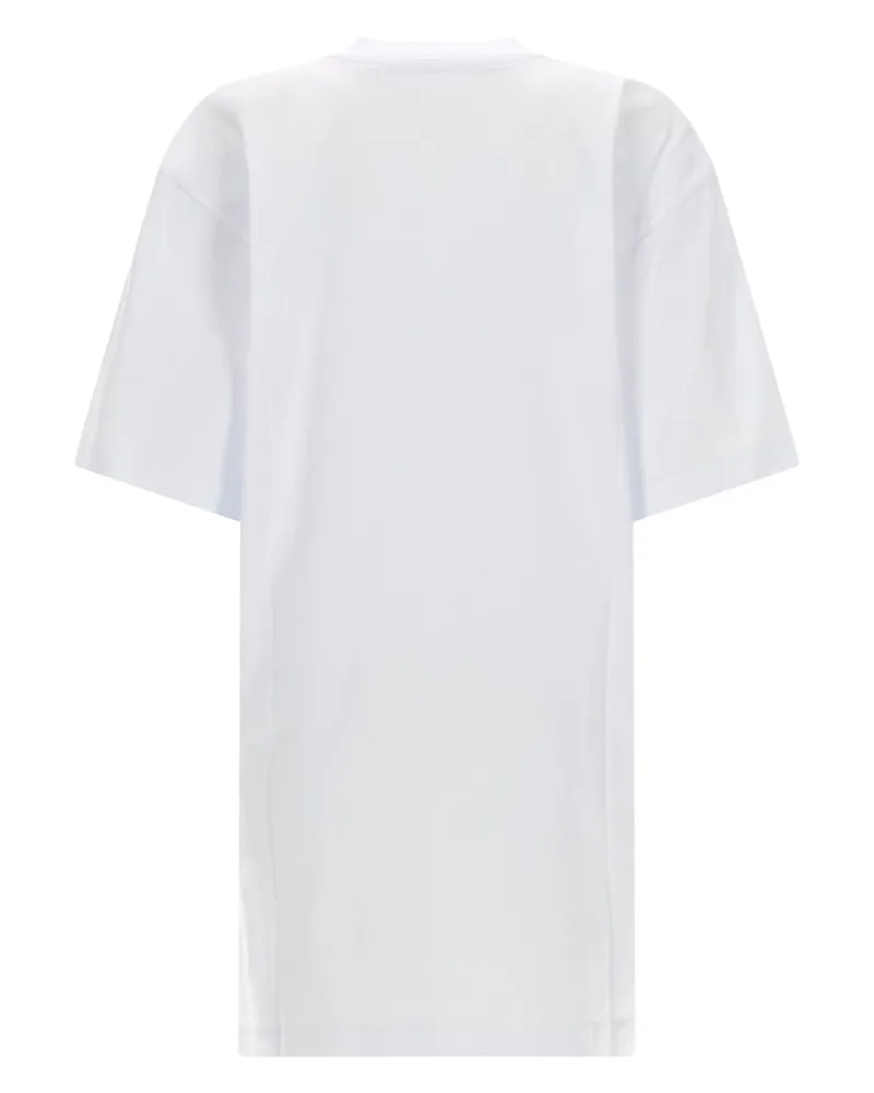 MSGM Logo-Embroidered Cotton T-Shirt Dress — White White