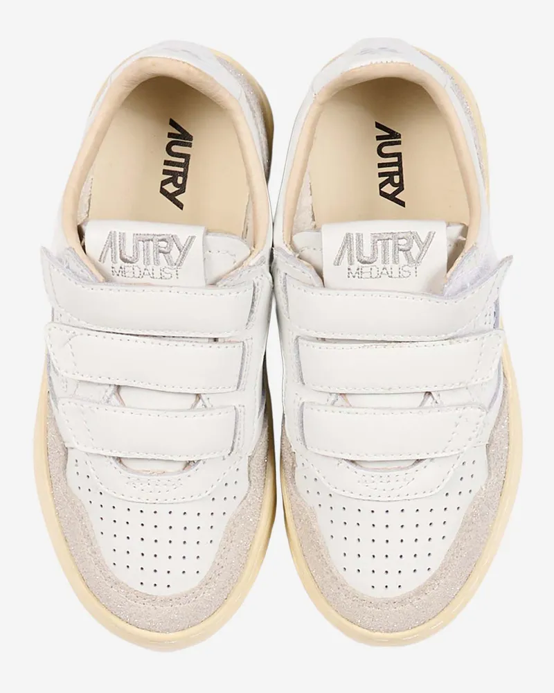 AUTRY Girls' Kids Striped Sneakers Leather Trainers White