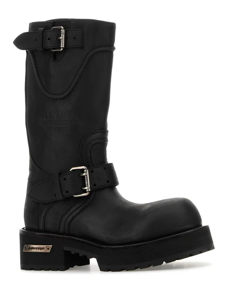Balenciaga Women's Black Leather Venom Boots Black-Silver T Domesticated Calf Le Stivali Black/silver Black