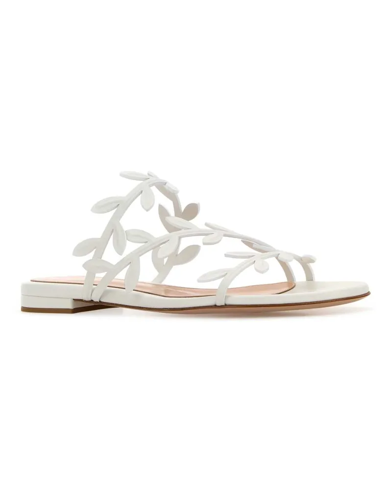 Gianvito Rossi Women's White Nappa Leather Flavia Slippers Whitebian Flat Shoes White