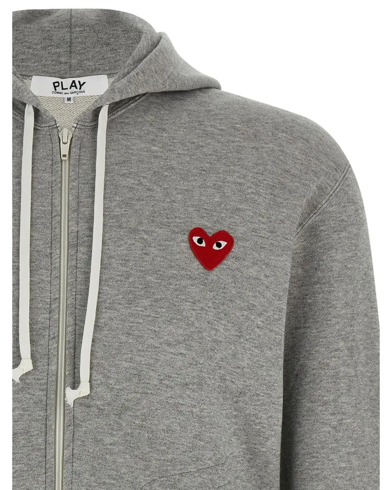 Comme des Garçons Red Heart Logo Hoodie — grey Grey