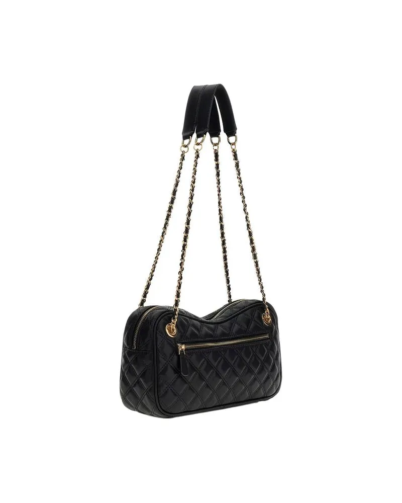 Guess Quilted Polyurethane Shoulder Bag — Black Black