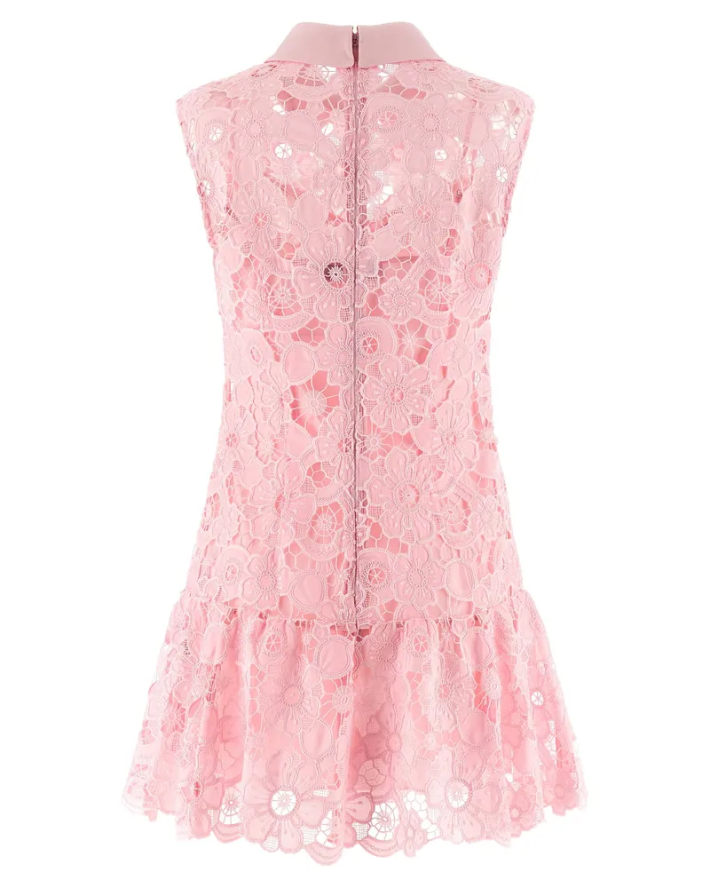 Self-Portrait Openwork Lace Collared Dress — Pink Pink