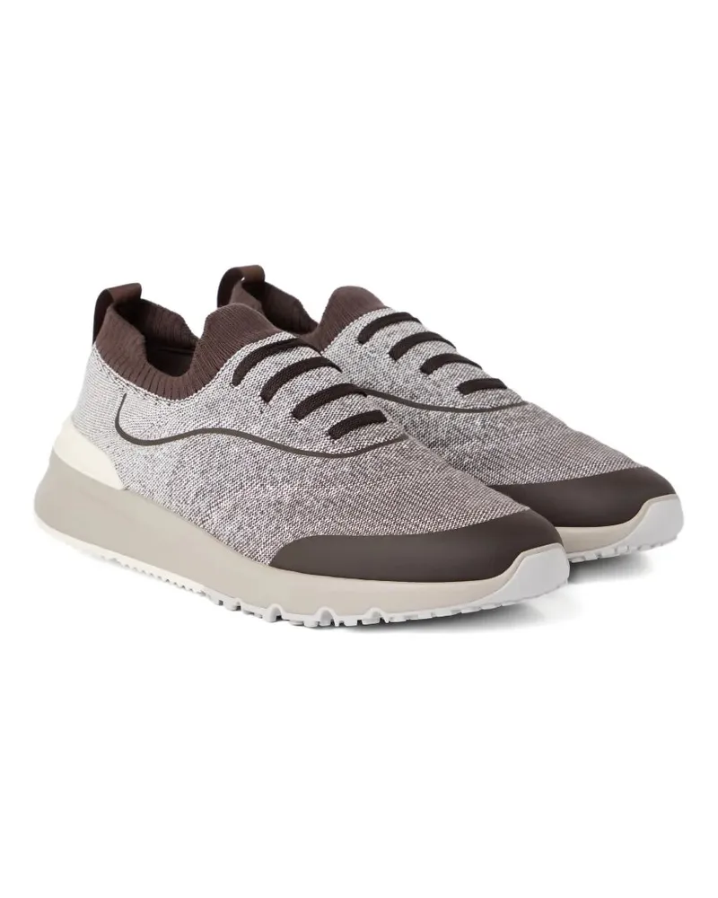 Brunello Cucinelli Men's Knitted Sneakers Ss26 M Grey