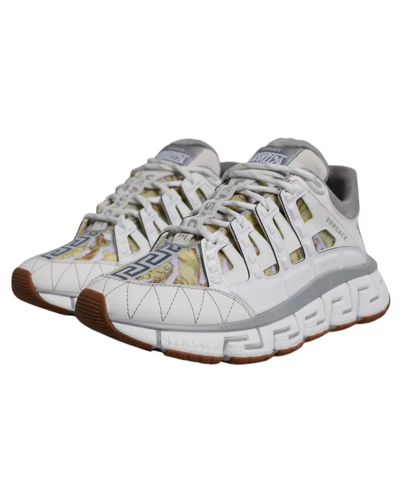 Versace Men's White Trigreca Barocco Print Low Top Sneakers Shoes Pu Pes Co White