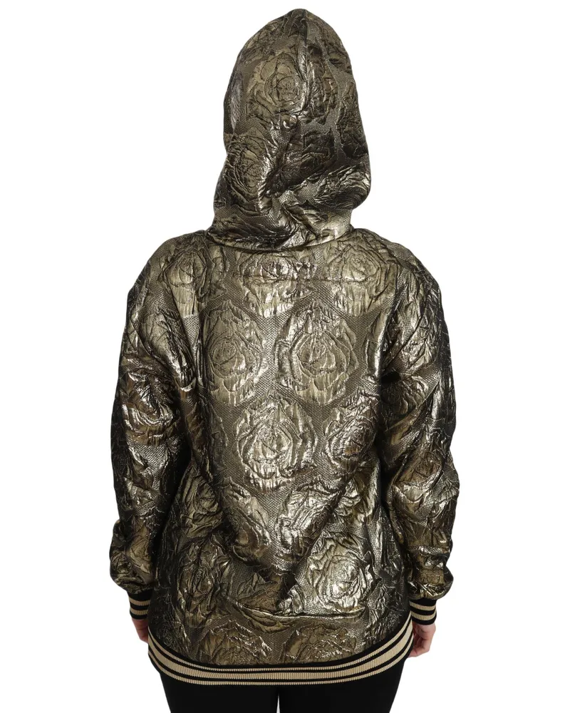 Dolce & Gabbana Women's Im The Queen Jaquard Gold Sweatshirt Hoodie Clothing Gold