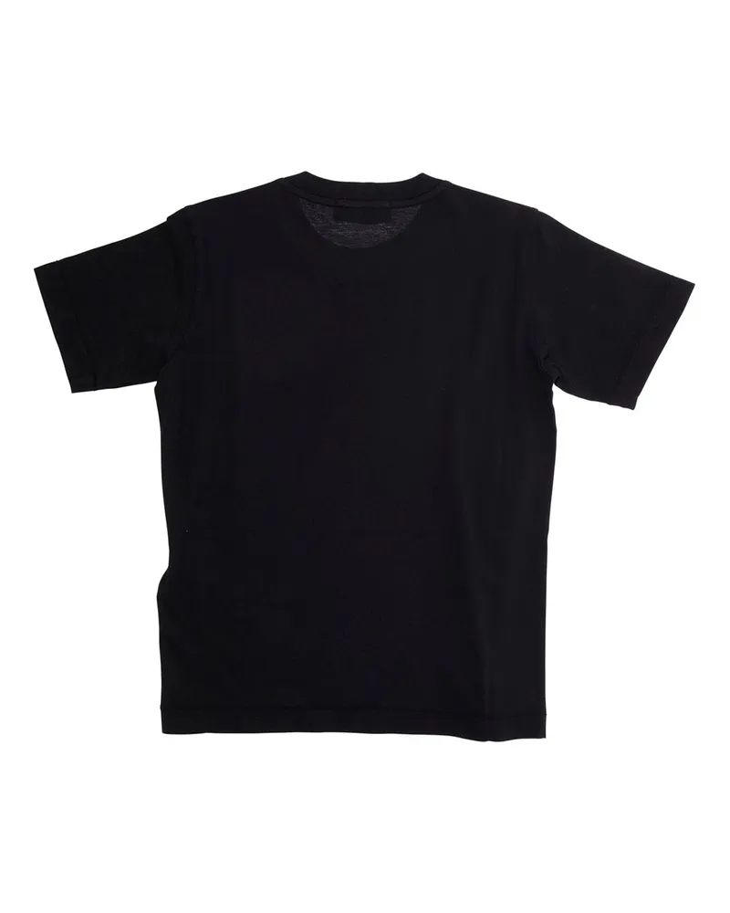 Stone Island Boys' Black T-Shirt With Round Neck And Logo Patch Cotton T-Shirts Polos Black