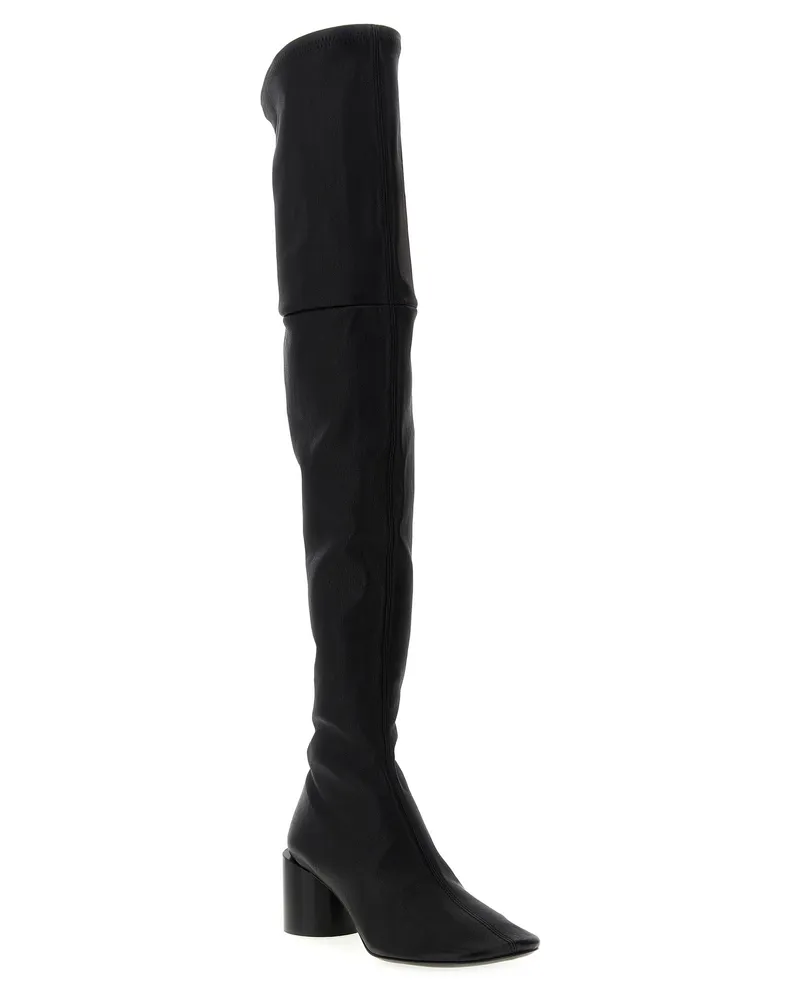 Jil Sander Women's Black Leather Over The Knee Shoe Black