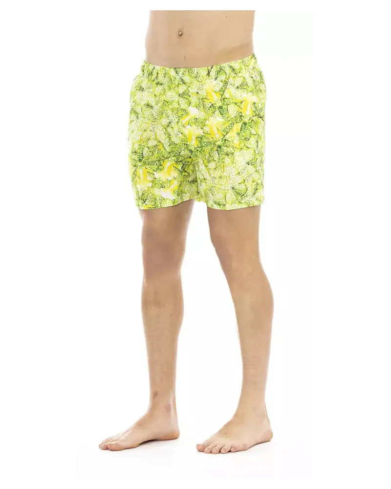 Just Cavalli Green Polyester Men Swim Short Bicolor Green