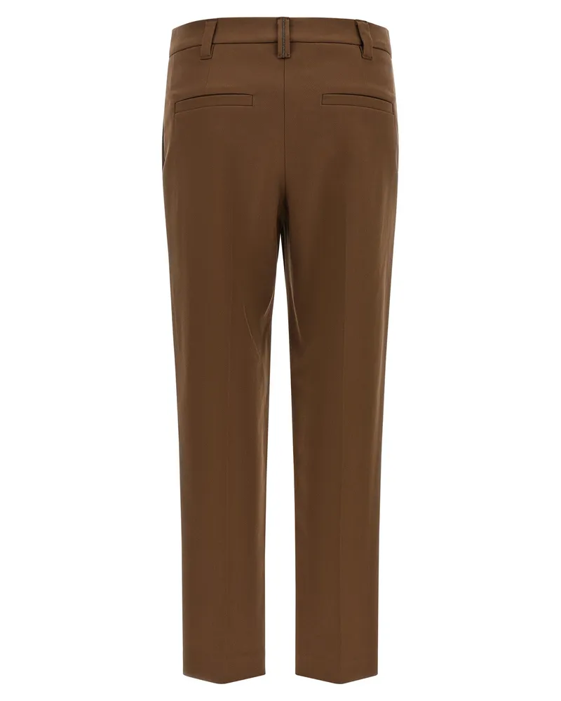 Brunello Cucinelli Women's Brown Cotton Cropped Pants Brown