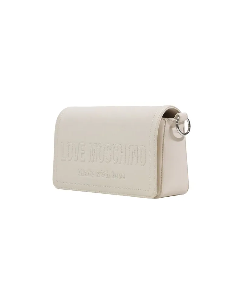 Moschino Women's Embossed Logo Shoulder Bag Beige Grs Certified Polyurethane Beige