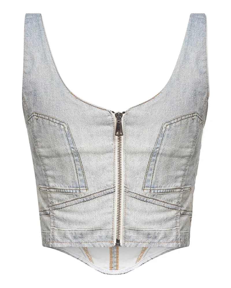 Haikure Women's Corset Top Elsie Beige Denim Cotton Tops Beige