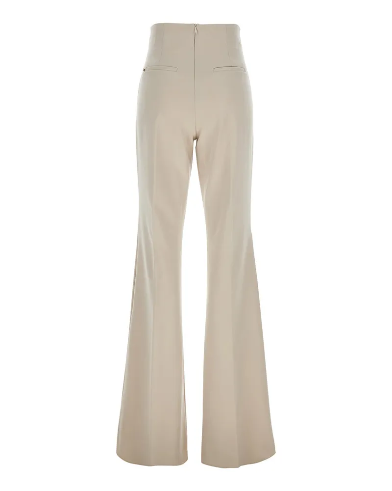 SPORTMAX Women Beige Flared Pants Tech Fabric Polyamide Trousers Beige