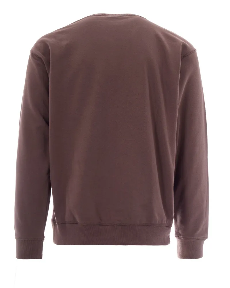New Balance Men's Crewneck Sweatshirt Premium Logo Cortado Cotton Jumpers Sweater Brown