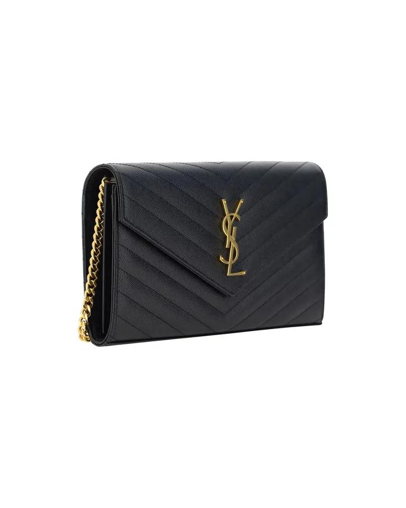 Saint Laurent Women's Black Calf Leather Bos Taurus Shoulder Bag Black