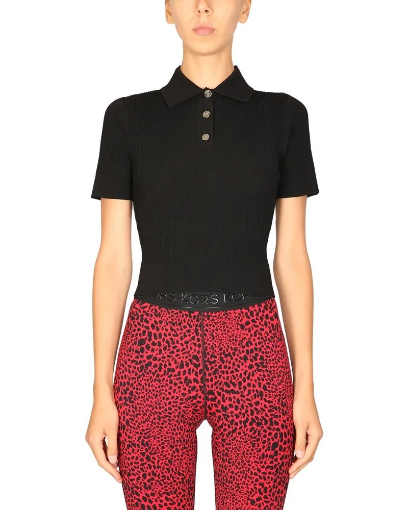 Michael Kors Logo-Button Polo Shirt — Black Black
