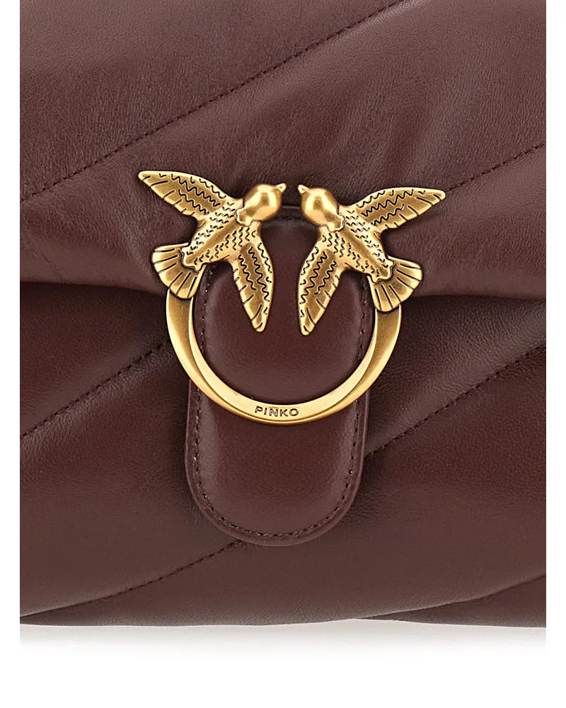 Pinko Women's Crossbody Bag Love Birds Burgundy Leather Shoulder Burgundy