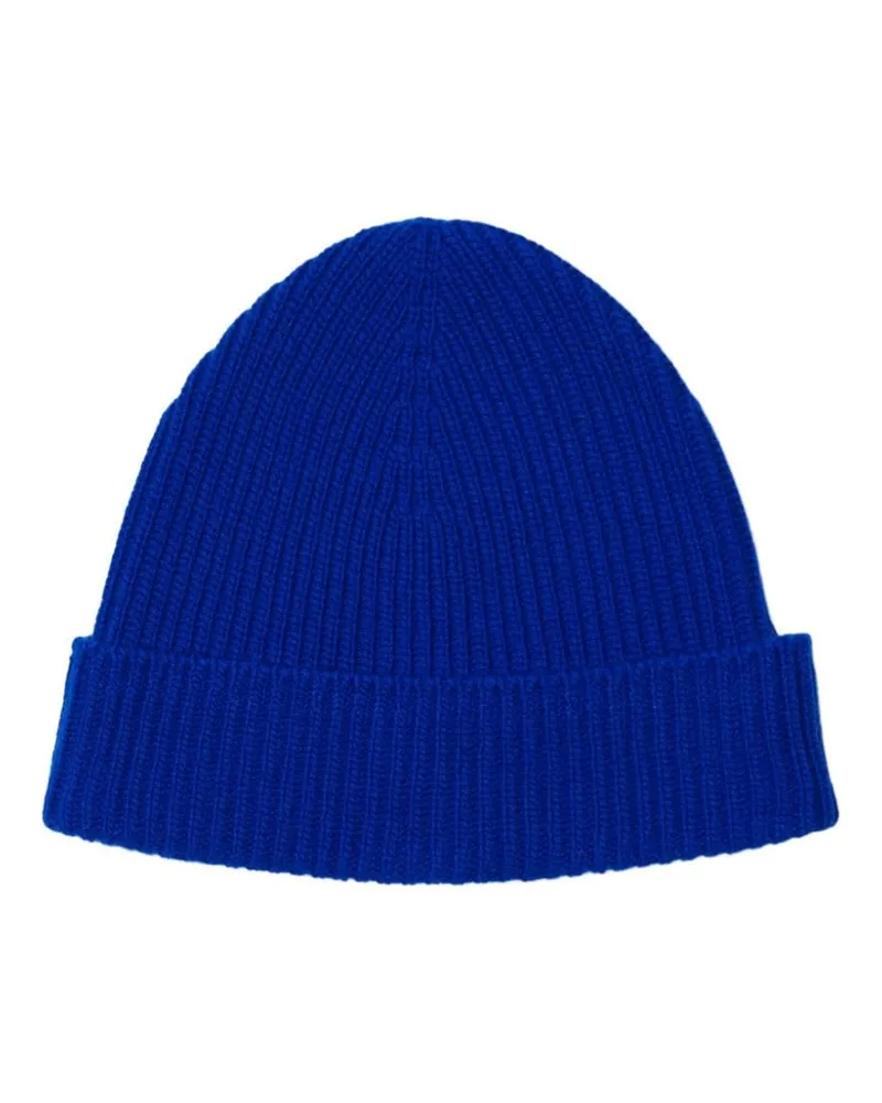 Burberry Cashmere Ribbed-Knit Beanie — Royal Blue Royal