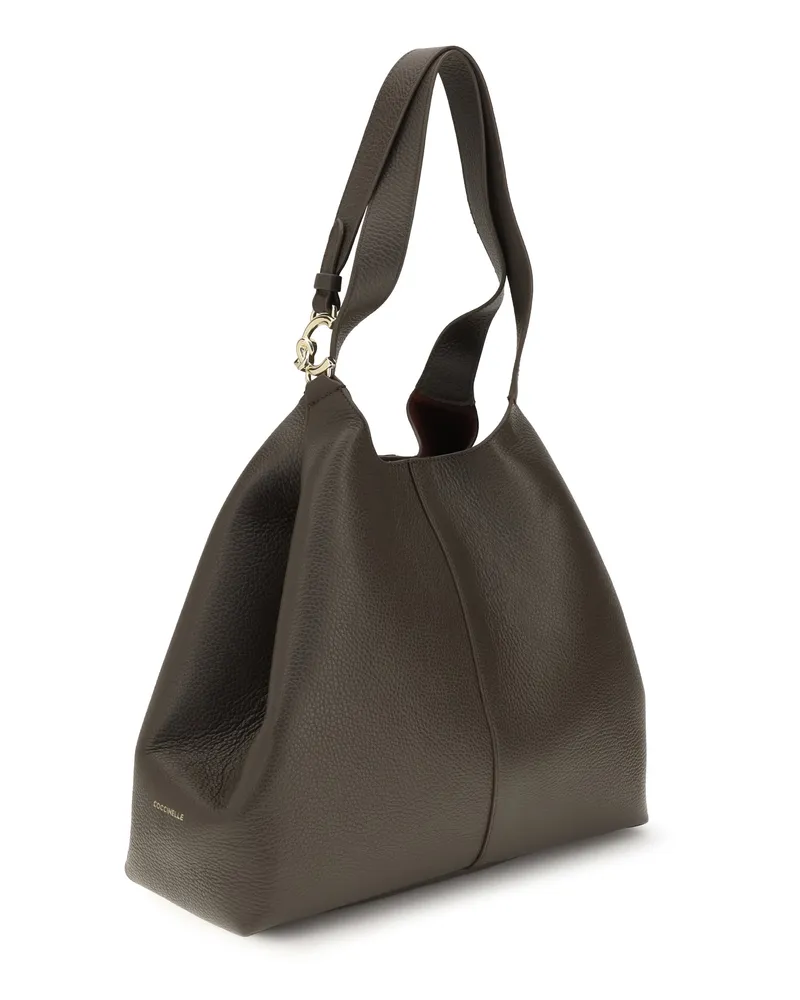 Coccinelle Women's Large C-Easy Tote Bag Fango Calf Leather Bos Taurus Shoulder Gray