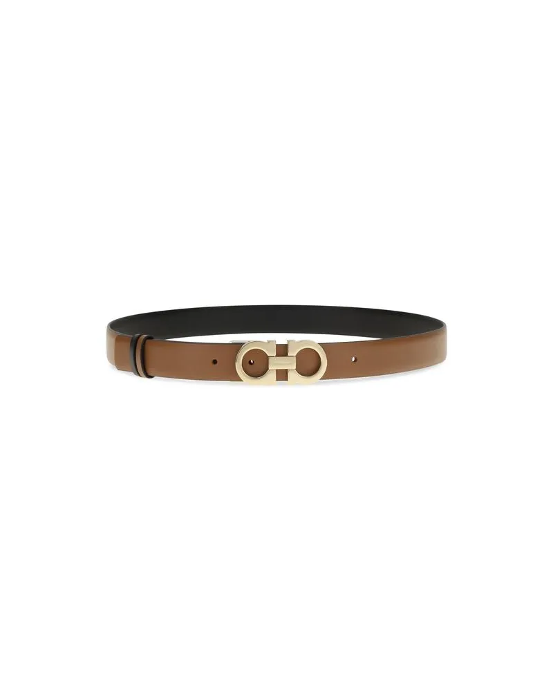 Ferragamo Women's Brown Calf Leather Bos Taurus Regular Belt Brown