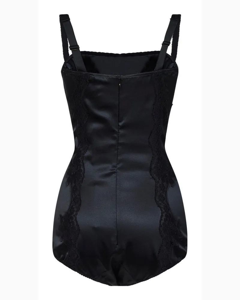 Dolce & Gabbana Women's Balconette Silk And Lace Bodysuit Black Tops Top Black