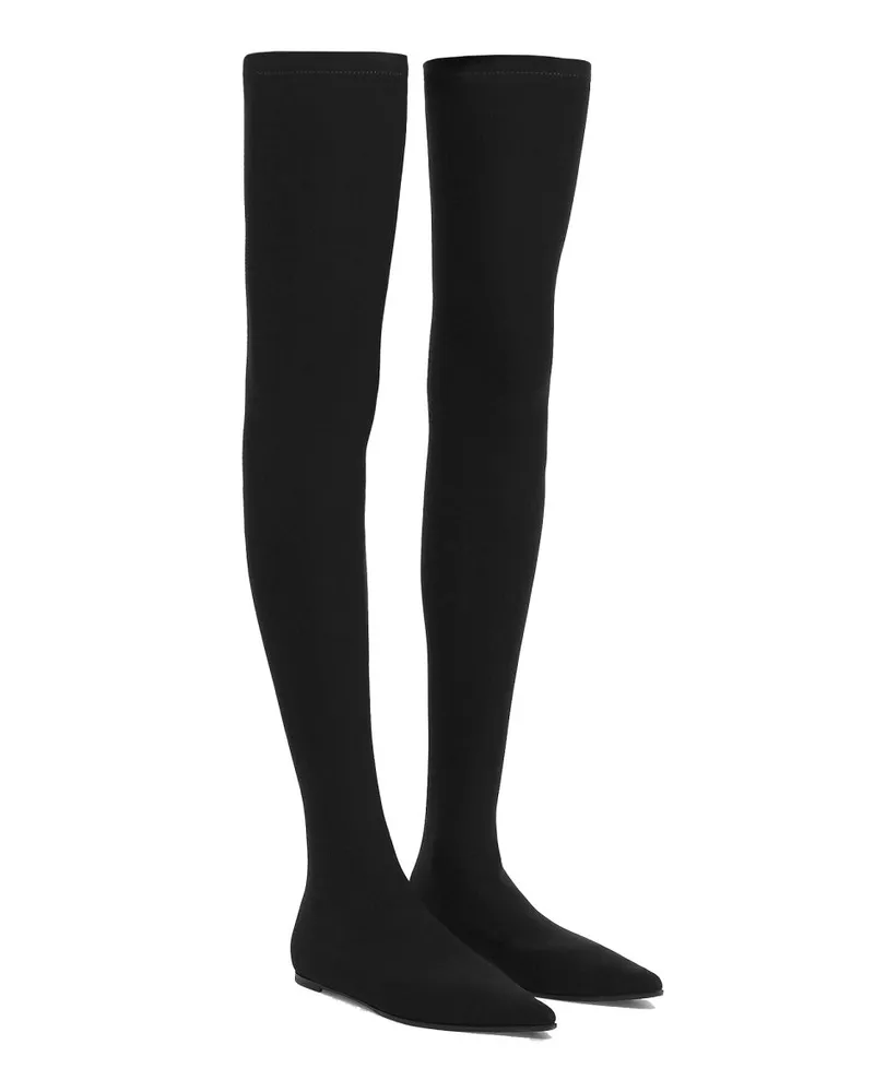 Dolce & Gabbana Stretch Jersey Cuissard Boot — Black Black