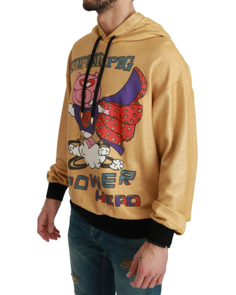 Dolce & Gabbana Men's Gold Pig Of The Year Hooded Sweater Cotton Clothing Gold