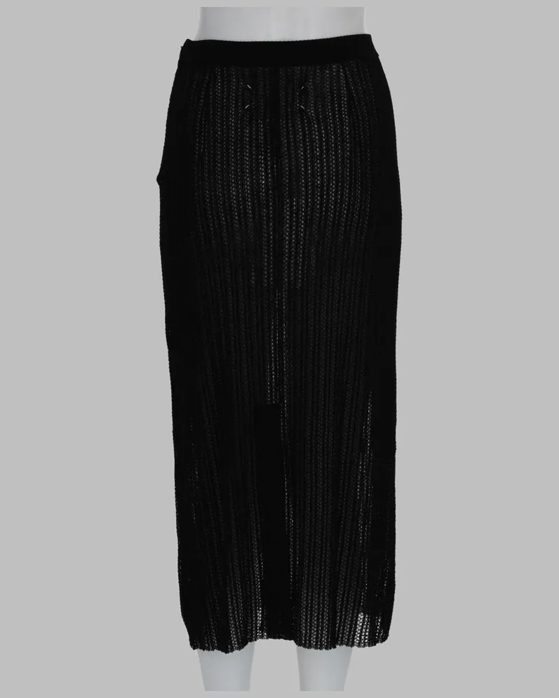 Maison Margiela Women's Midi Skirt Ribbed Knit Black Polyester Black