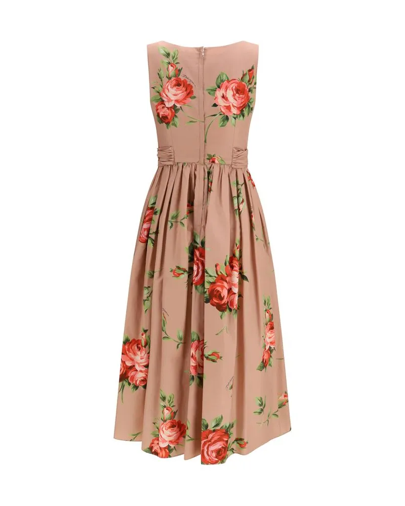 Dolce & Gabbana Women's Multicolor Cotton Casual Dress Beige
