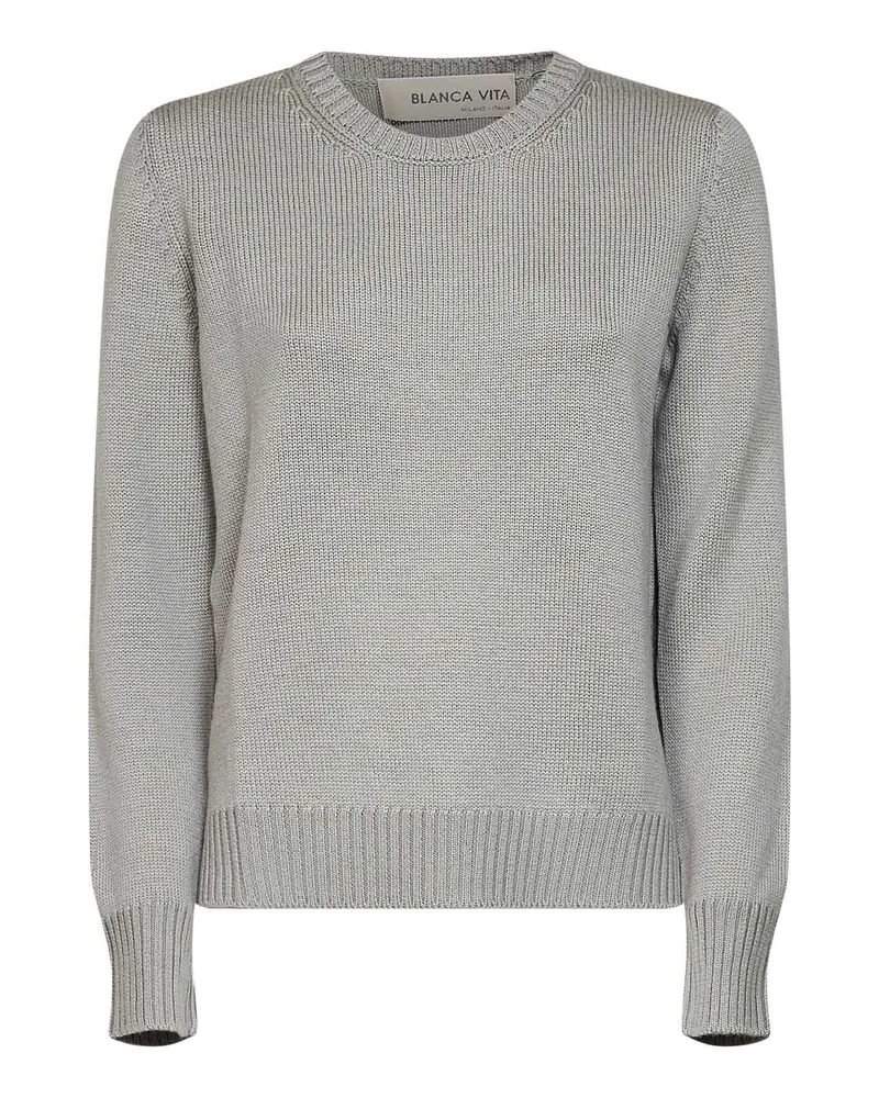 Blanca Virgin Wool Crewneck Sweater — Green Green